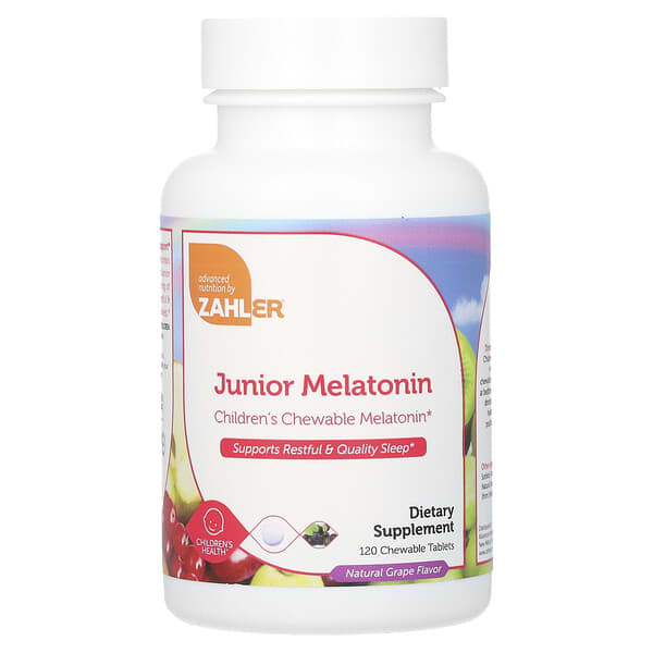 Zahler, Junior Melatonin, Natural Grape, 120 Chewable Tablets (1 mg per Tablet)
