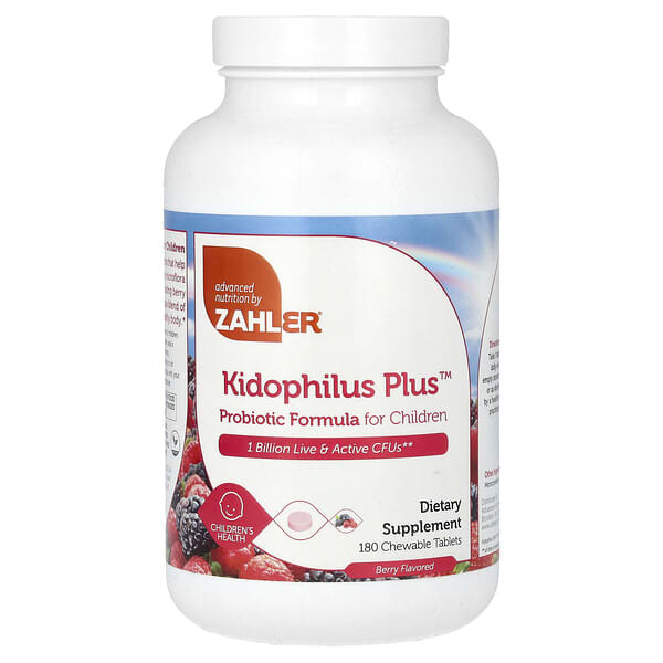 Zahler, Kidophilus Plus, Probiotic Formula For Children, Berry, 1 Billion CFUs, 180 Chewable Tablets 3 Zahler, Kidophilus Plus, Probiotic Formula For Children, Berry, 1 Billion CFUs, 180 Chewable Tablets