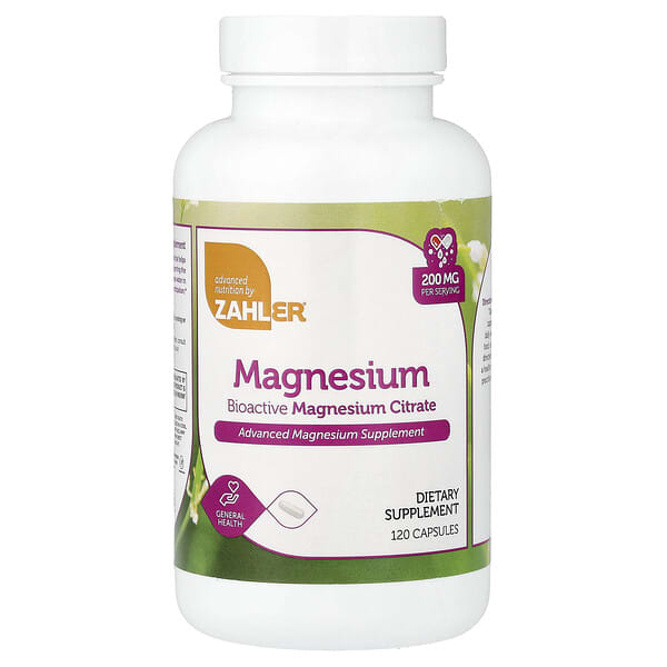 Zahler, Magnesium, Bioactive Magnesium Citrate, 200 mg, 120 Capsules