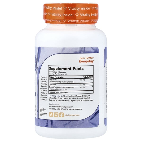 Alternative view of Zahler, MasterPeace with L-Theanine & Zembrin®, 60 Capsules