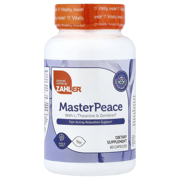 Zahler, MasterPeace with L-Theanine & Zembrin®, 60 Capsules