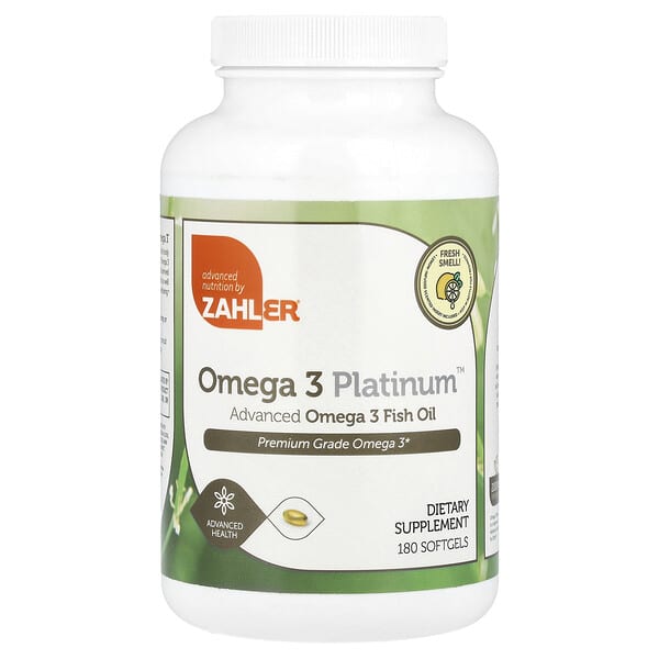 Zahler, Omega 3 Platinum™, Advanced Omega 3 Fish Oil, 180 Softgels (1,000 mg per Softgel)
