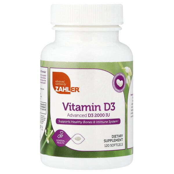 Zahler, Vitamin D3, 120 Softgels (50 mcg (2,000 IU)) Each