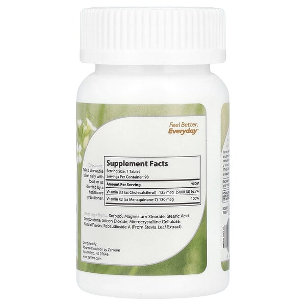 Alternative view of Zahler, Vitamin D3 & K2, Peach Apricot, 90 Chewable Tablets