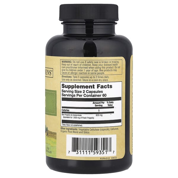 Alternative view of Zand, Bee Propolis, 2X Potency, 120 Capsules (400 mg per Capsule)