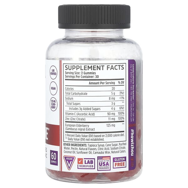 Alternative view of Zhou Nutrition, Elder-Mune™, Max Strength, Natural Mixed Berry, 60 Gummies
