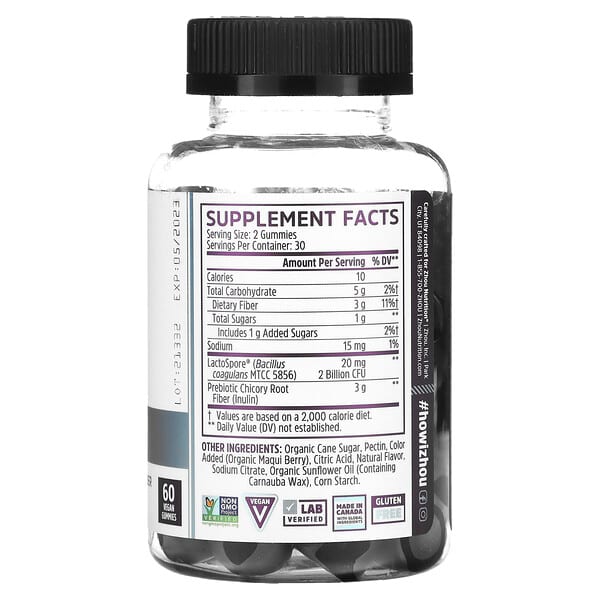 Alternative view of Zhou Nutrition, Gut Guru, Blue Raspberry, 60 Vegan Gummies