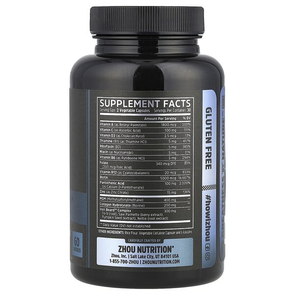 Alternative view of Zhou Nutrition, Iron Beard™, 60 Capsules