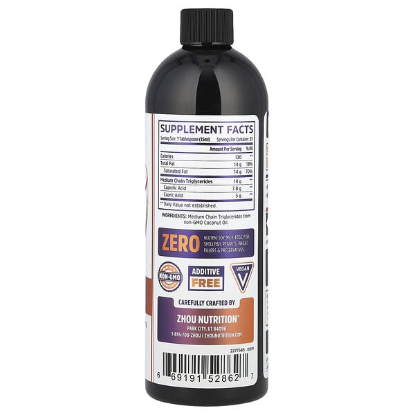 Alternative view of Zhou Nutrition, MCT Oil, Unflavored, 16 fl oz (473 ml)