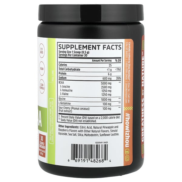 Zhou Nutrition, Muscle BCAA, Tropical Punch, 9.06 oz (257 g) 2 Zhou Nutrition, Muscle BCAA, Tropical Punch, 9.06 oz (257 g) - Ảnh 2