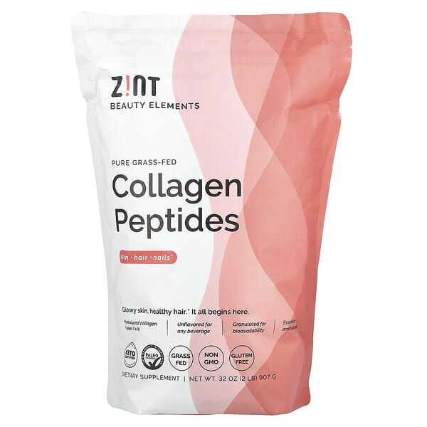 Zint, Pure Grass-Fed Collagen Peptides, Unflavored, Bag, 32 oz (907 g)