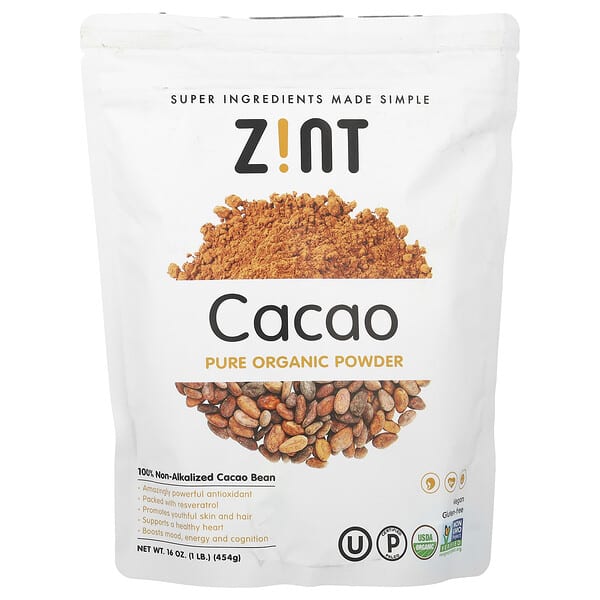 Zint, Pure Organic Cacao Powder, 16 oz (454 g)