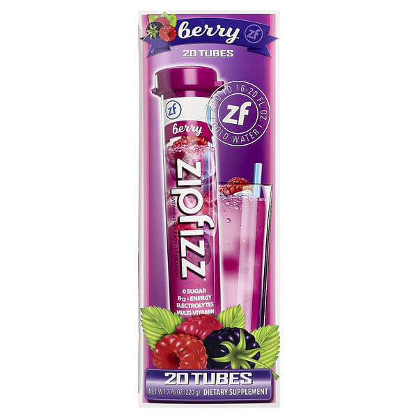 Zipfizz, Drink Mix, Berry, 20 Tubes, 0.39 oz (11 g) Each