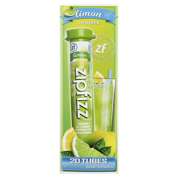 Zipfizz, Energy Drink Mix, Limon, 20 Tubes, 0.39 oz (11 g) Each