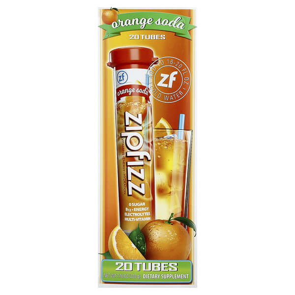 Zipfizz, Energy Drink Mix, Orange Soda, 20 Tubes, 0.39 oz (11 g) Each